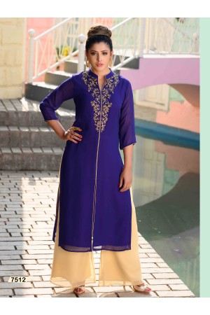 Blue Designer Georgette Kurti 